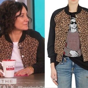 R13 Leopard Print Japanese Streetwear Raglan Bomber Jacket Sz S